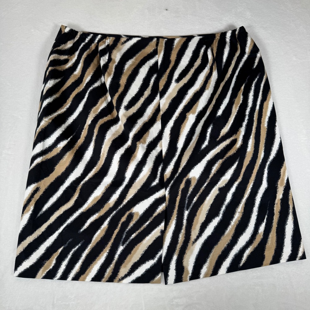 Talbots Pencil Skirt Womens 20W Black Tan Zebra Animal Print Career Mob Wife - Picture 3 of 7